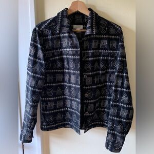 Black jacket with white embroidery